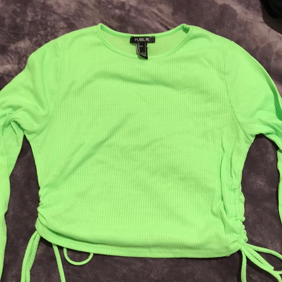 neon green top w/ adjustable strings on side - Picture 1 of 2